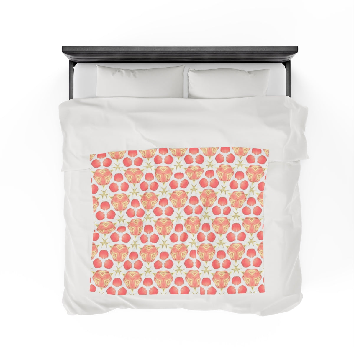 Velveteen Plush Blanket with Large Orange Tulip Stars
