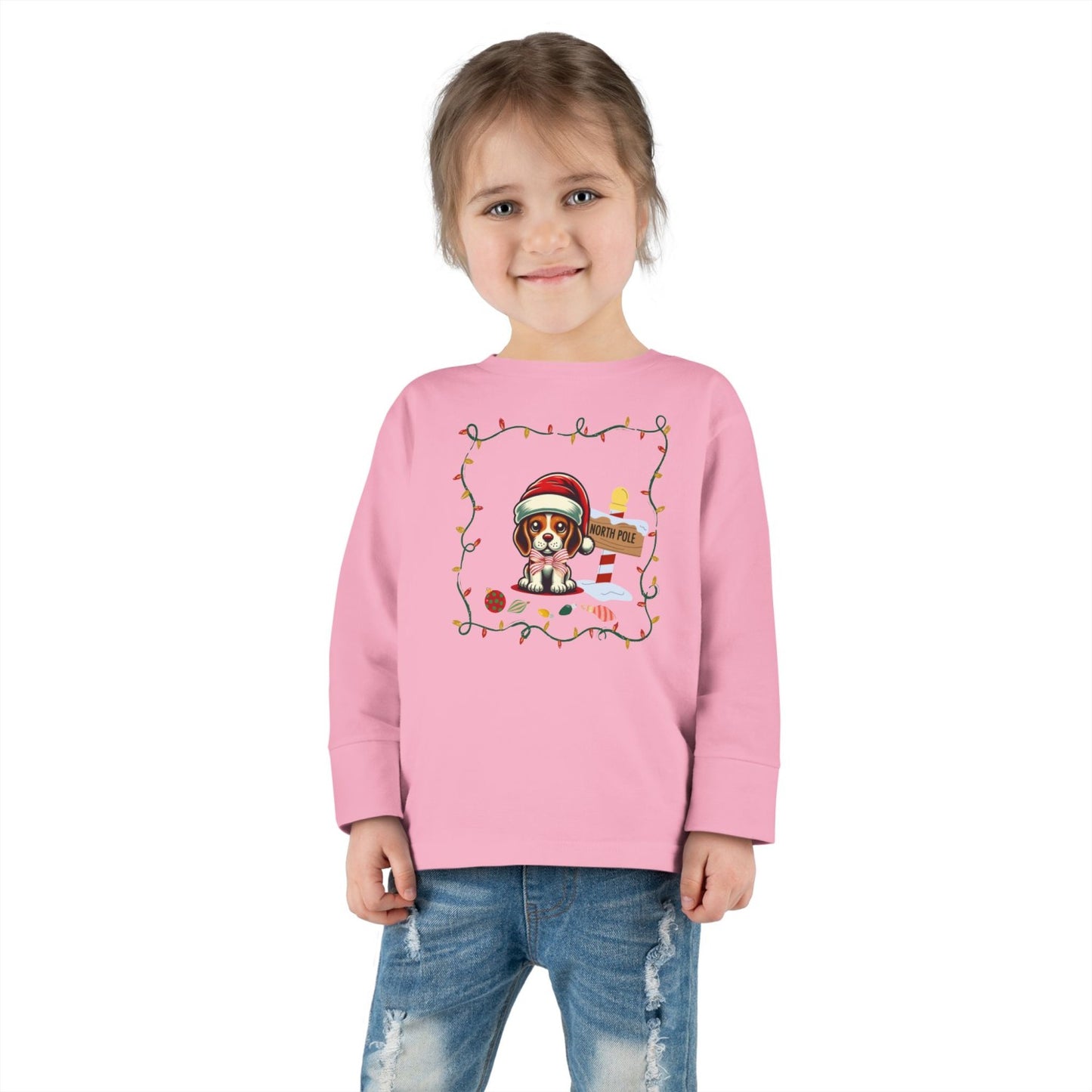 Toddler North Pole Beagle Long Sleeve Tee