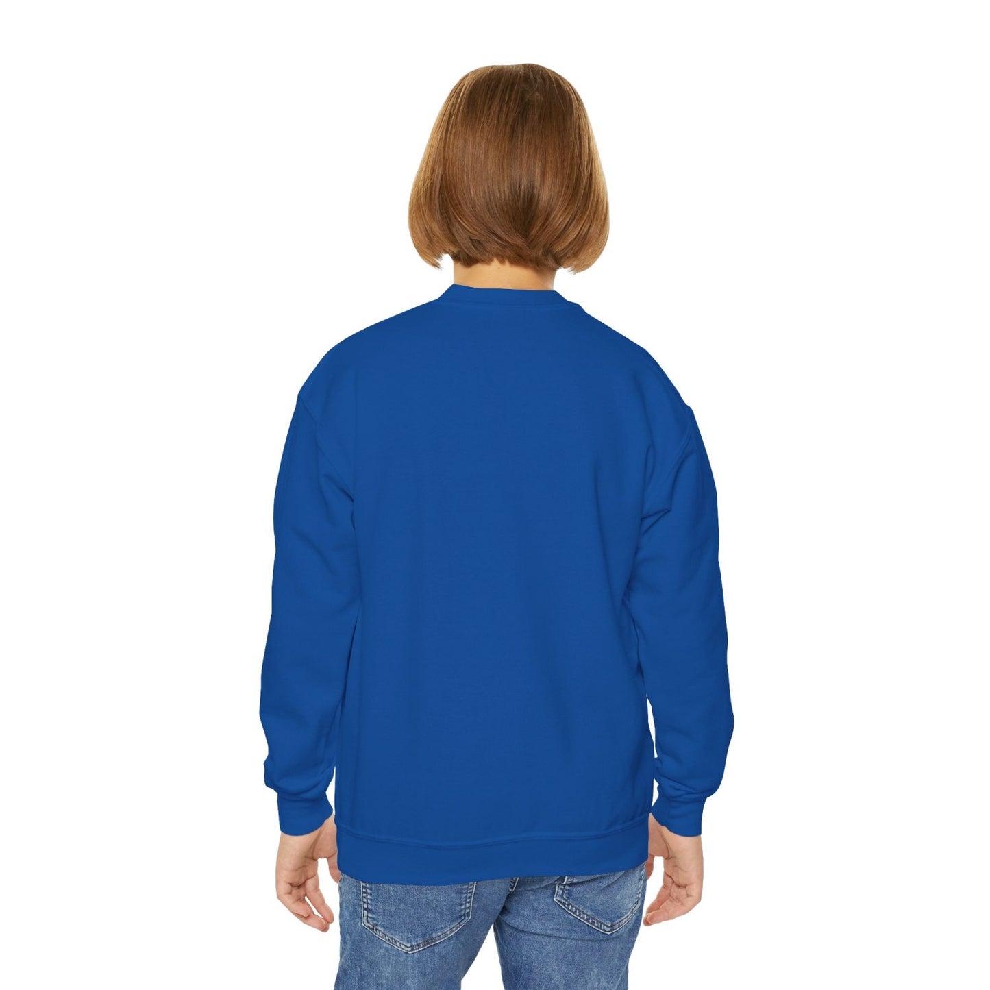 Cozy Youth Crewneck Sweatshirt Featuring High-Five Wizard