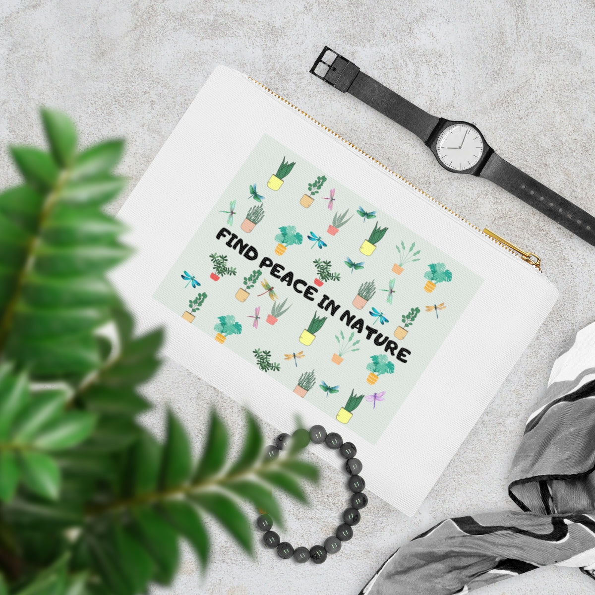 Cosmetic Bag Featuring Plants for Naturing Loving Enthusiasts