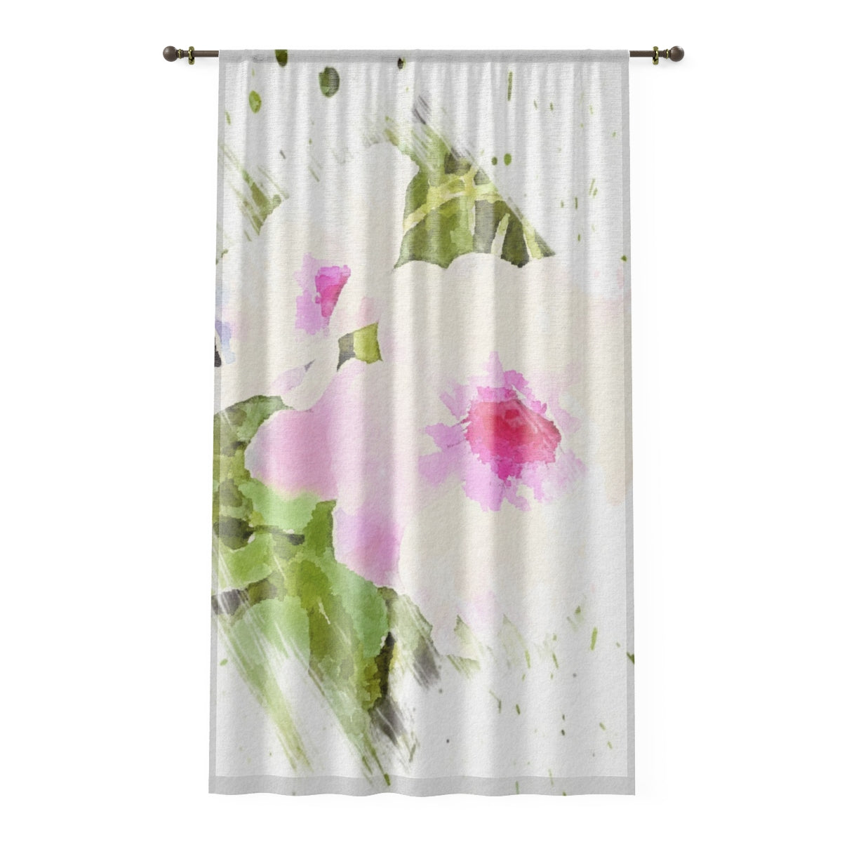 Garden Floral Sheer Window Curtain in Watercolor Style
