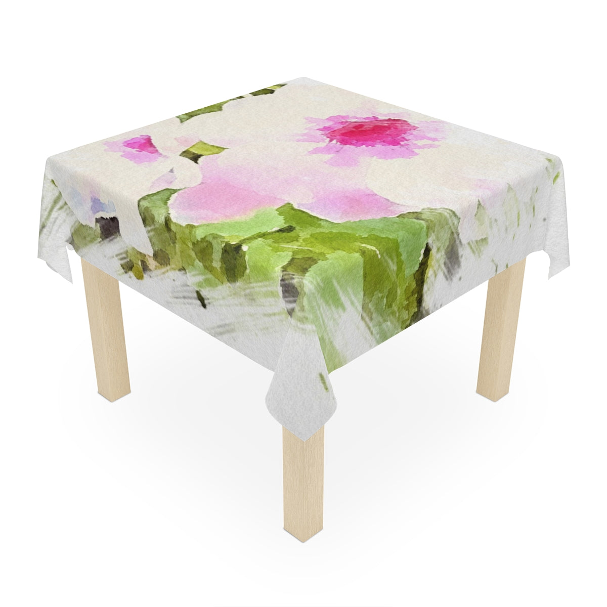 Chic Garden Floral Tablecloth in Watercolor Style