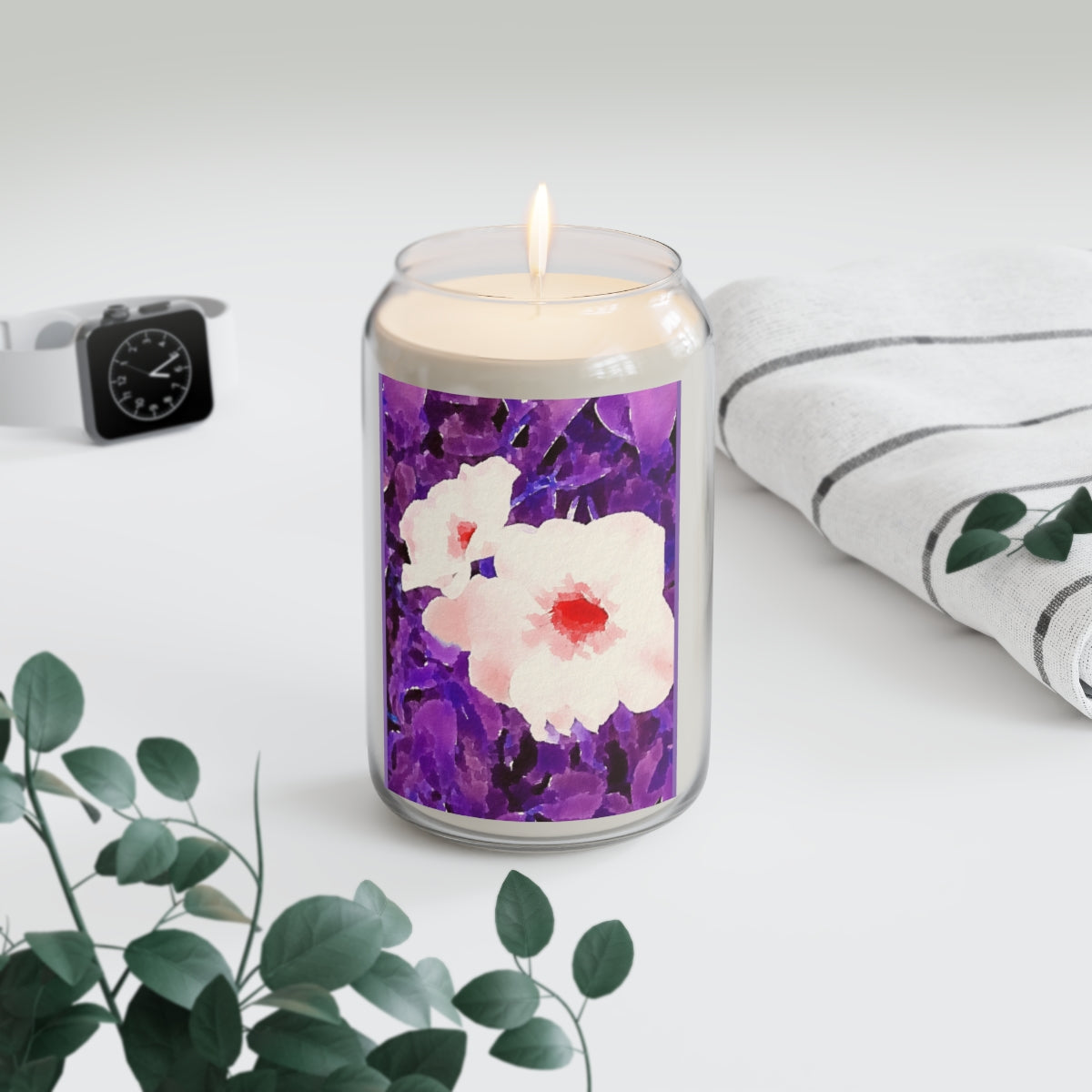 Purple Floral Vanilla-Scented Candle