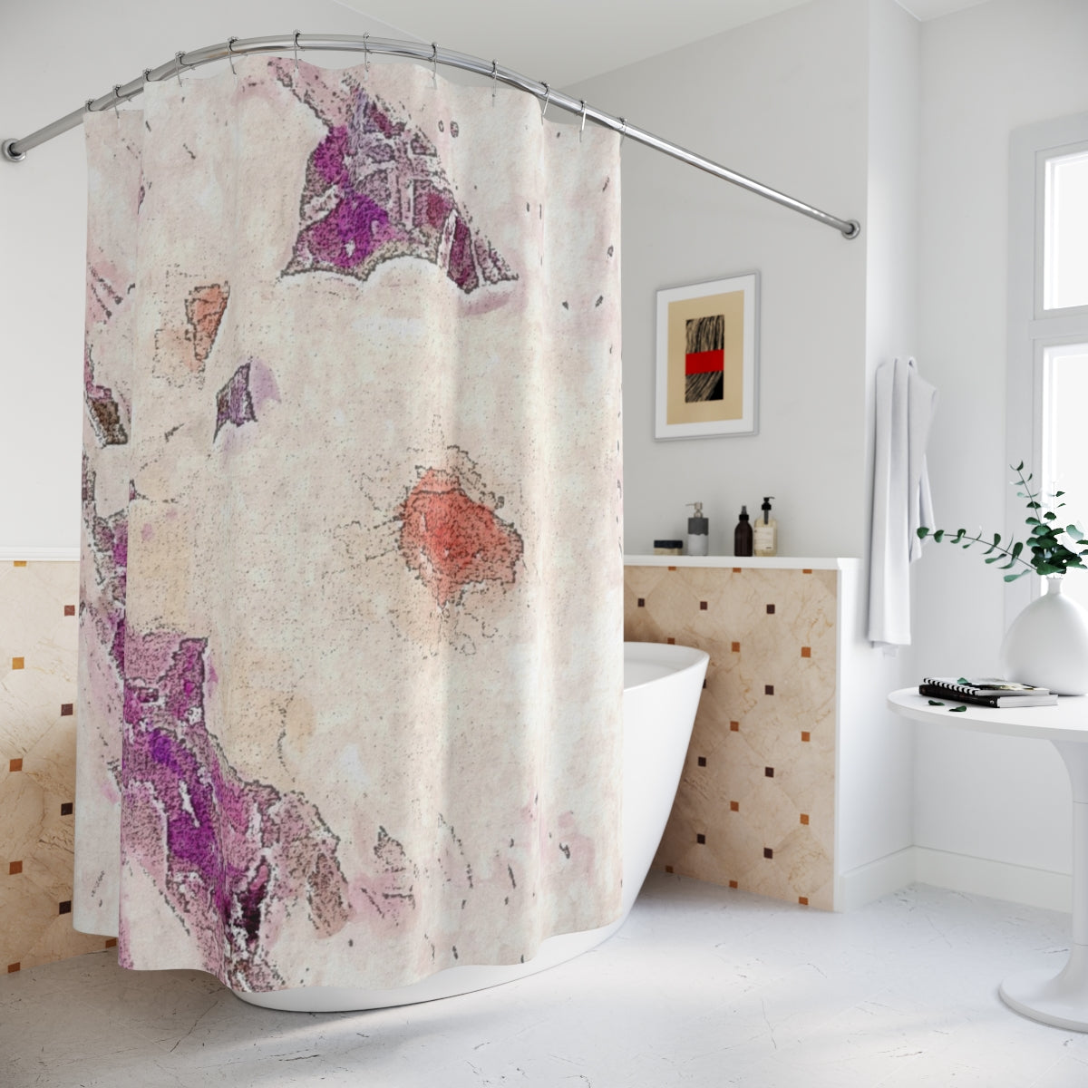 Lavender Floral Shower Curtain in Watercolor Style