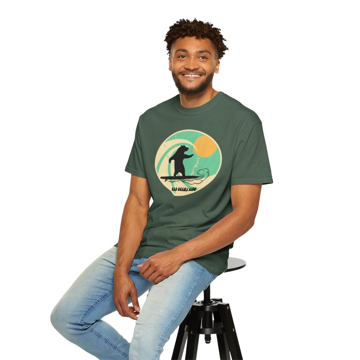 Gnarly Surfer Themed T-shirt Featuring Bear with Cool Phrase