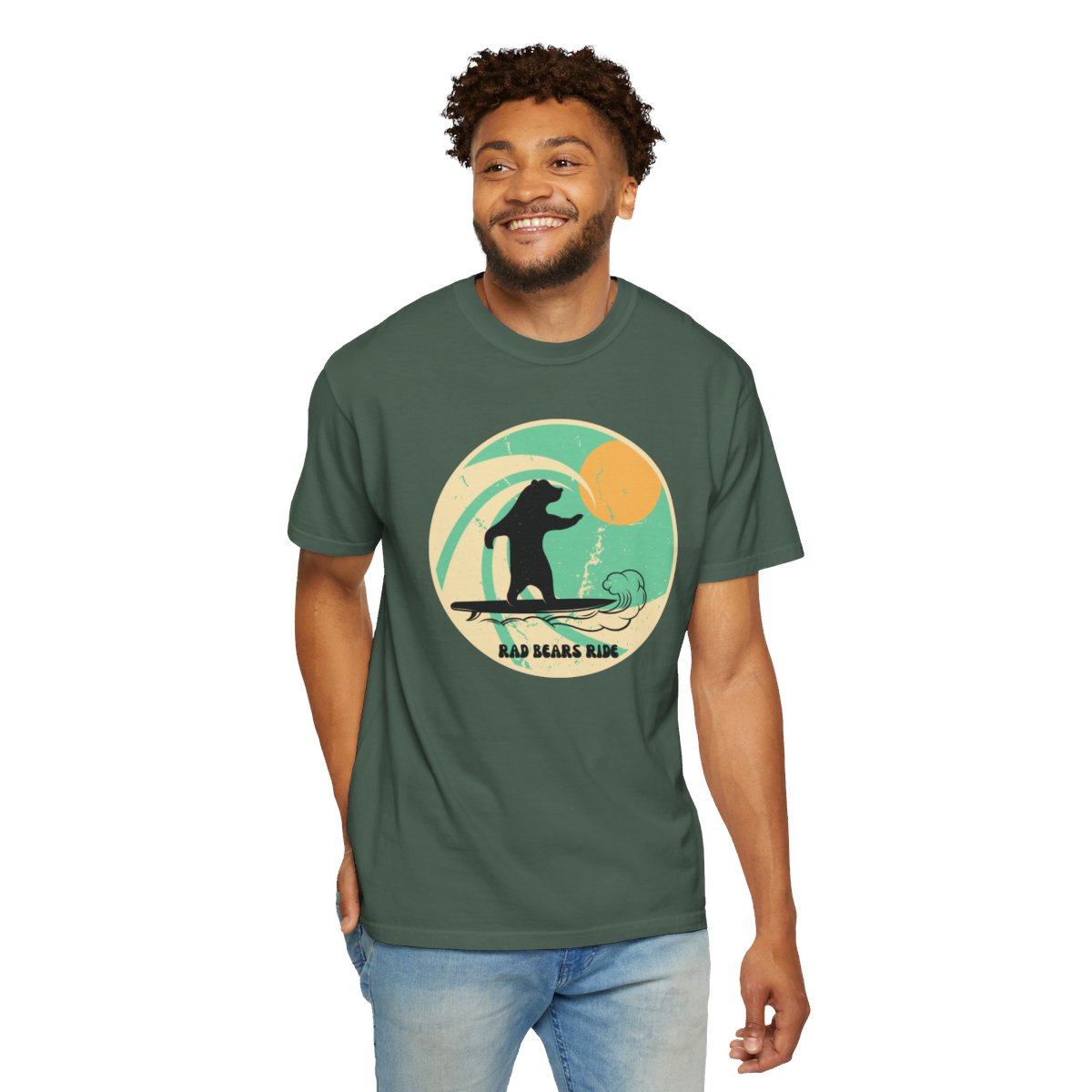 Gnarly Surfer Themed T-shirt Featuring Bear with Cool Phrase