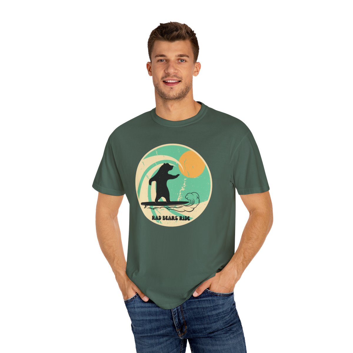 Gnarly Surfer Themed T-shirt Featuring Bear with Cool Phrase