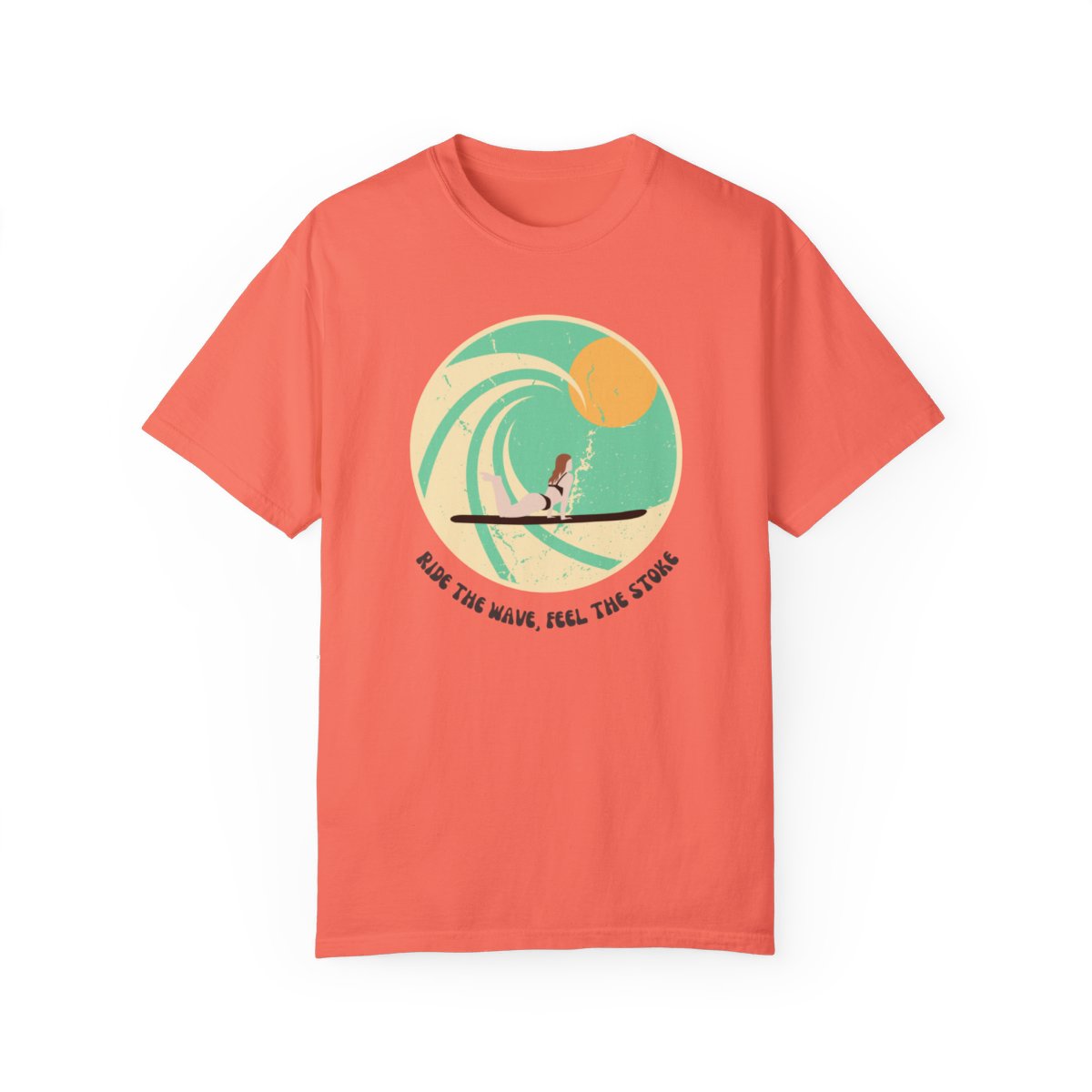 Stylish Surfer Themed T-shirt Featuring Riding Girl with Catchy Phrase