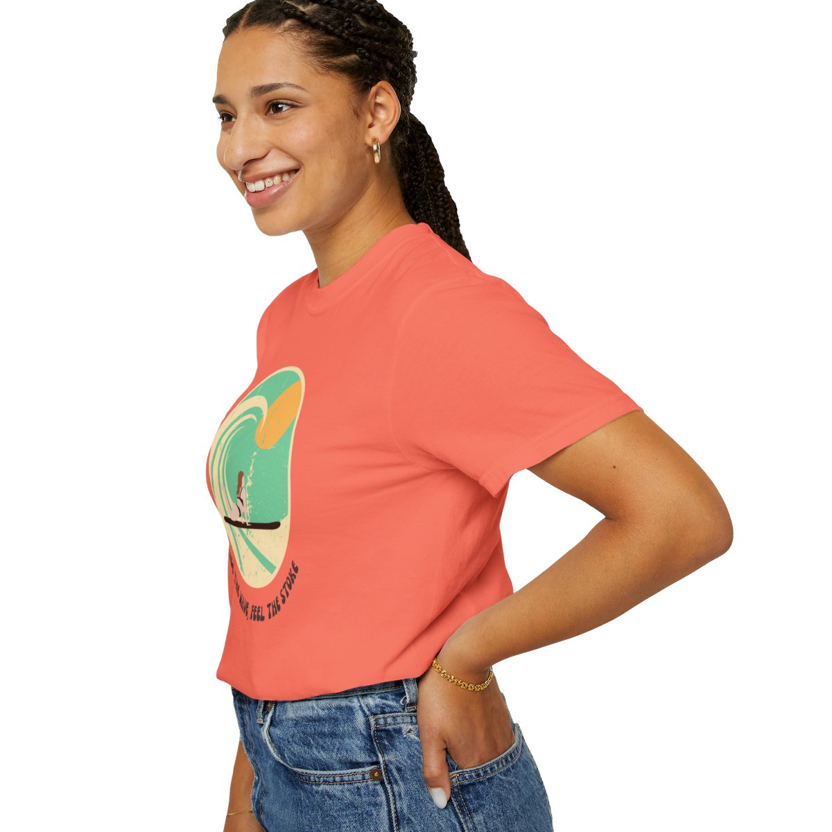Stylish Surfer Themed T-shirt Featuring Riding Girl with Catchy Phrase