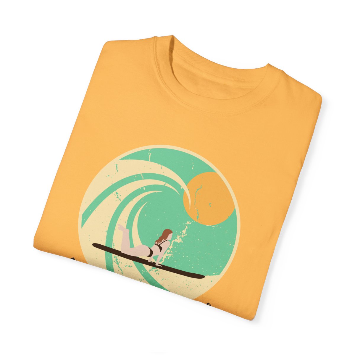 Stylish Surfer Themed T-shirt Featuring Riding Girl with Catchy Phrase