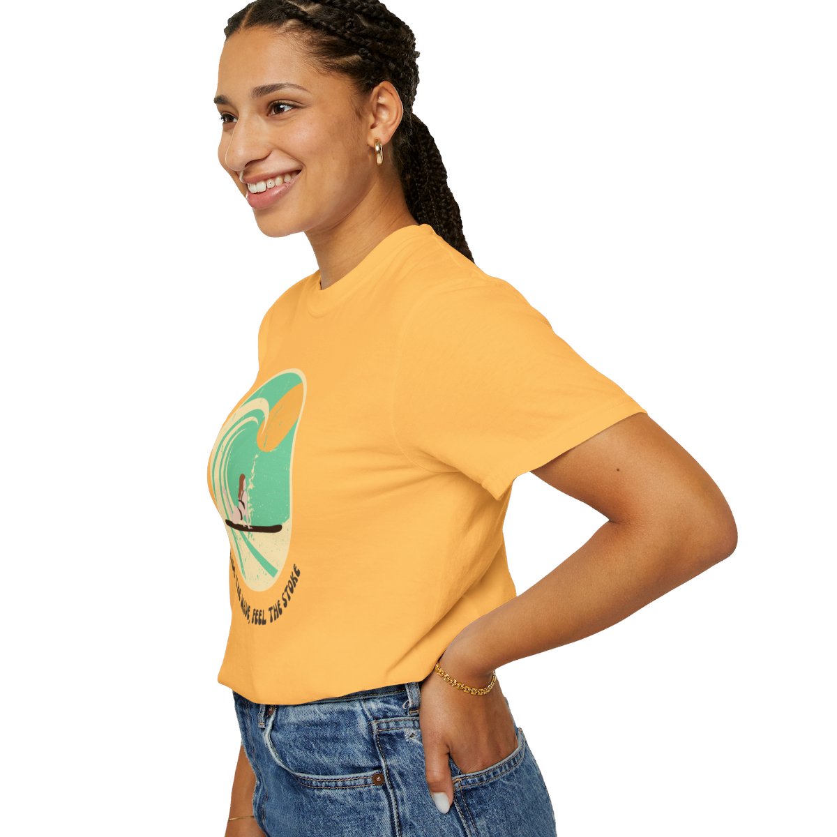 Stylish Surfer Themed T-shirt Featuring Riding Girl with Catchy Phrase