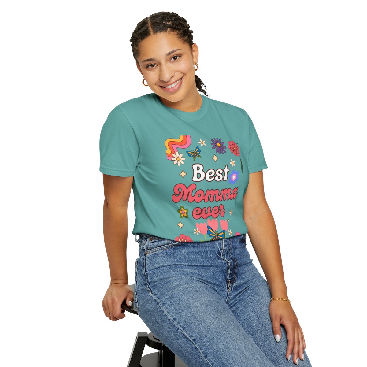 Best Momma Ever Retro Floral Tee
