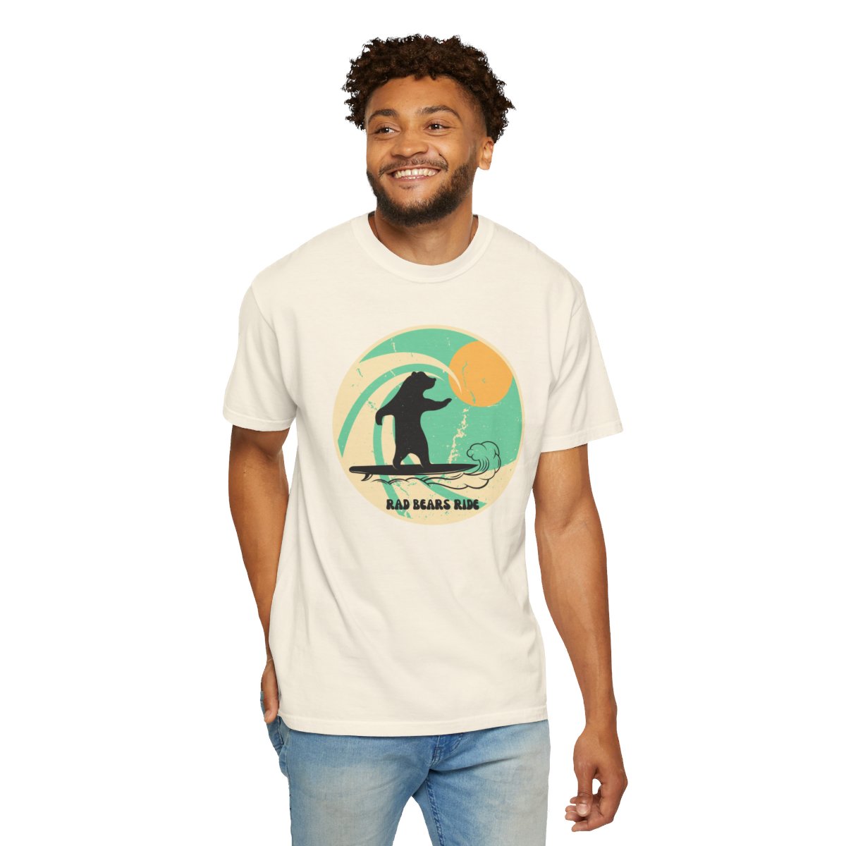 Gnarly Surfer Themed T-shirt Featuring Bear with Cool Phrase