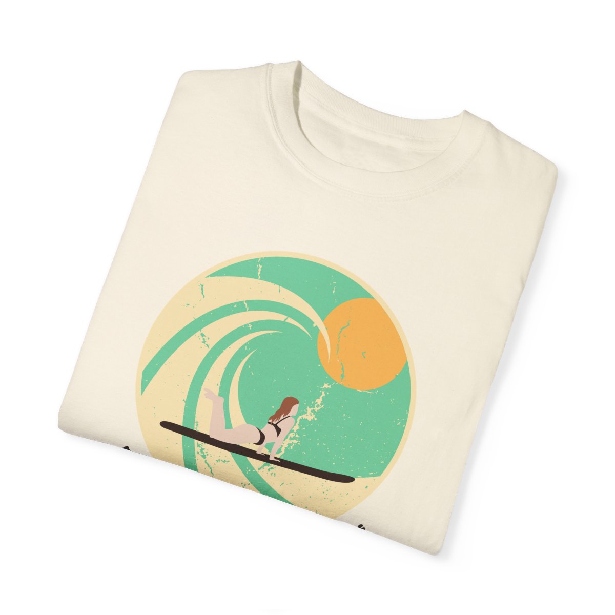 Stylish Surfer Themed T-shirt Featuring Riding Girl with Catchy Phrase