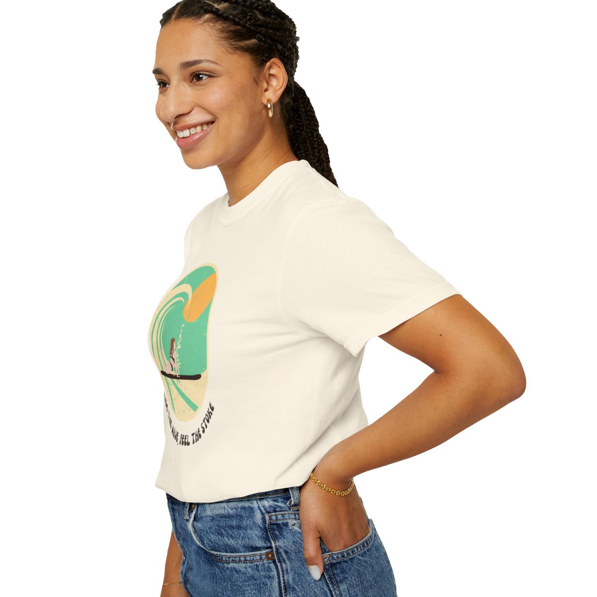 Stylish Surfer Themed T-shirt Featuring Riding Girl with Catchy Phrase