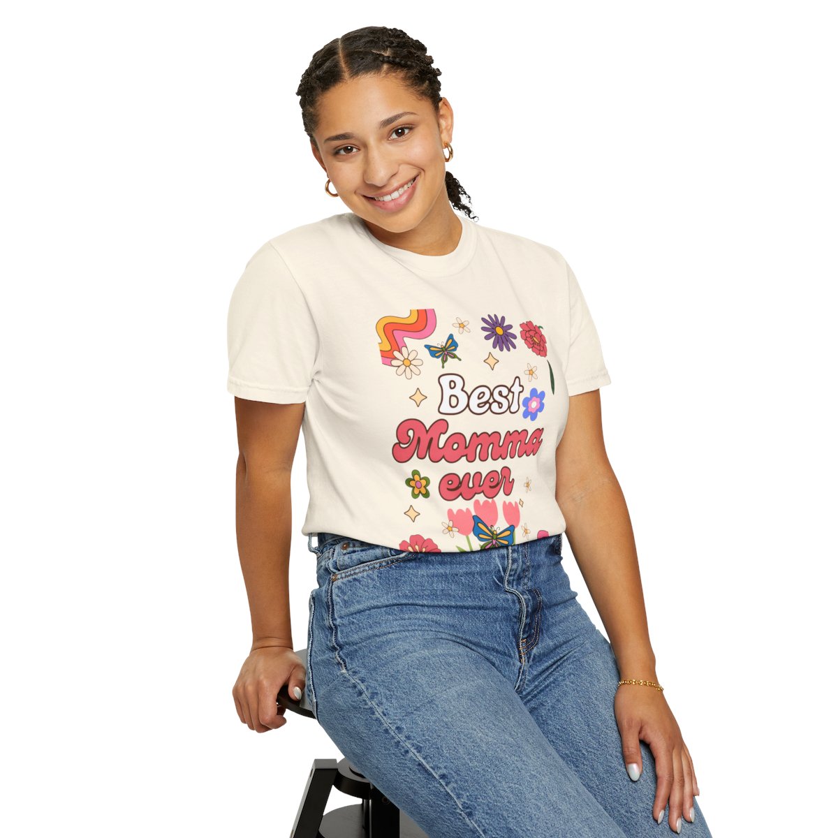 Best Momma Ever Retro Floral Tee