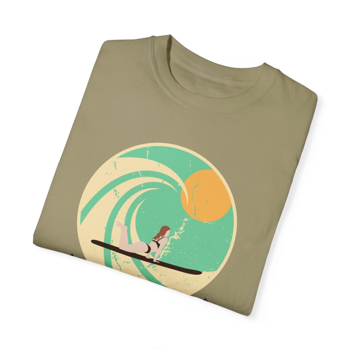 Stylish Surfer Themed T-shirt Featuring Riding Girl with Catchy Phrase