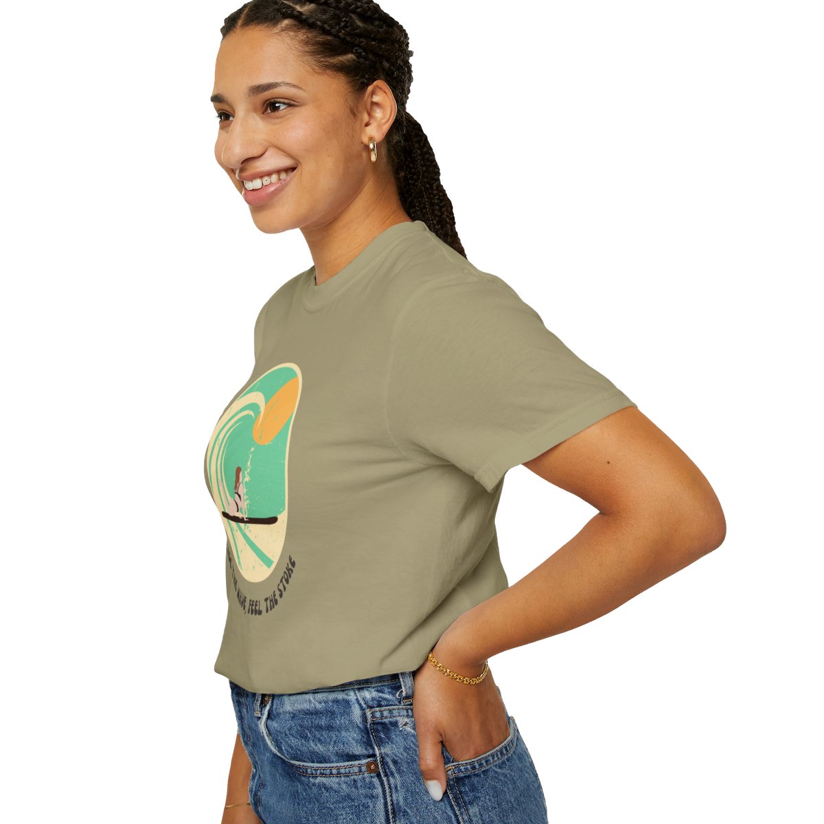 Stylish Surfer Themed T-shirt Featuring Riding Girl with Catchy Phrase