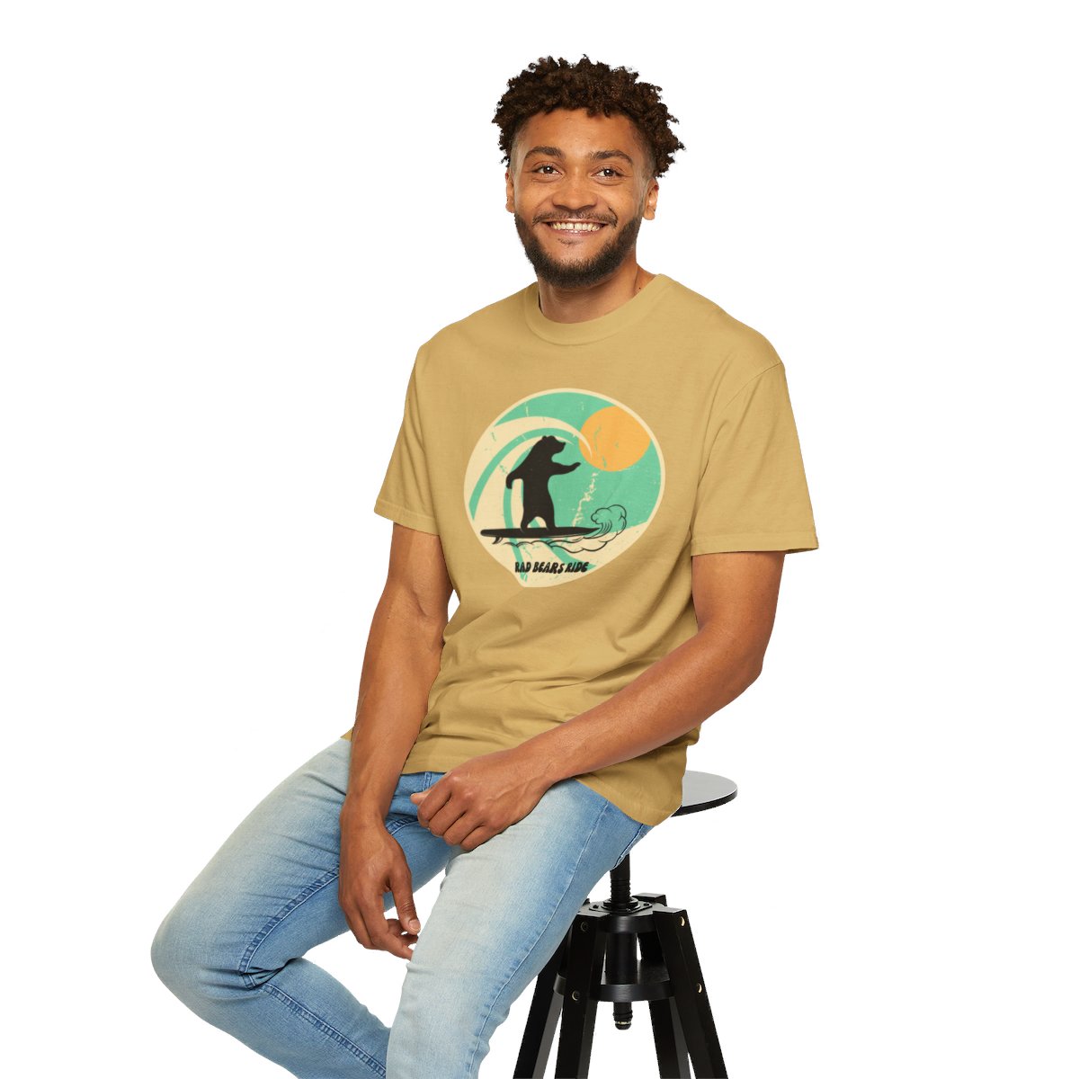 Gnarly Surfer Themed T-shirt Featuring Bear with Cool Phrase