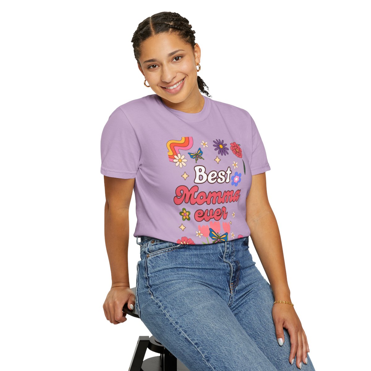 Best Momma Ever Retro Floral Tee