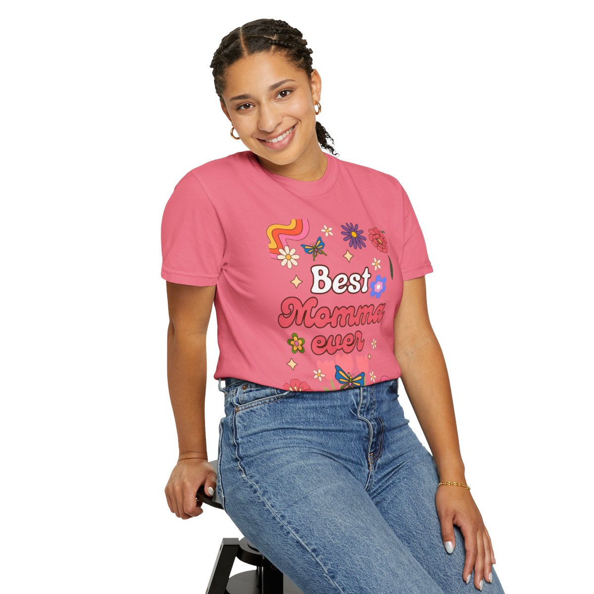 Best Momma Ever Retro Floral Tee
