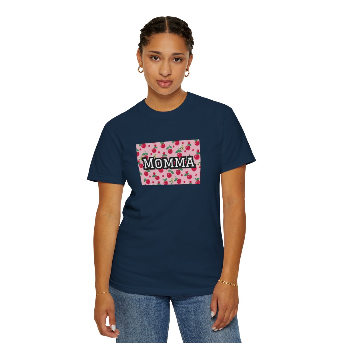 Comfy Cherries Momma University Logo T-Shirt