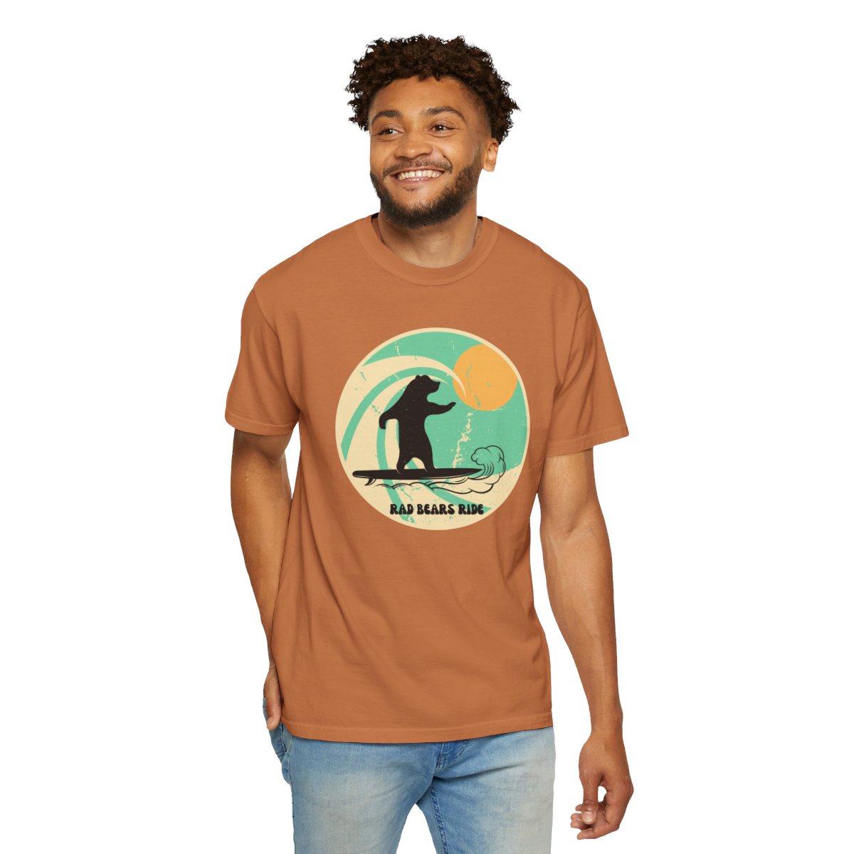 Gnarly Surfer Themed T-shirt Featuring Bear with Cool Phrase