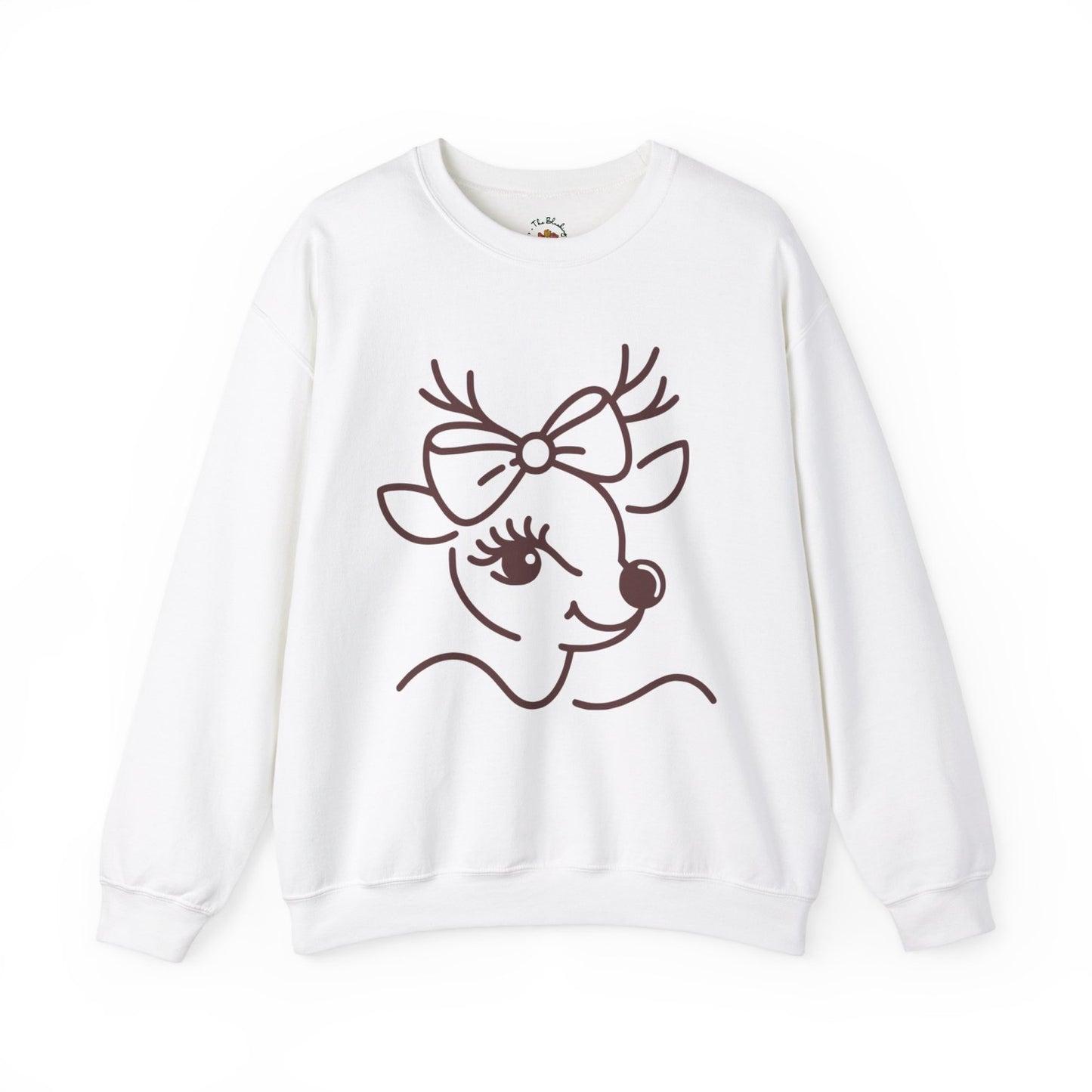 Cozy Coquette Inspired Christmas Reindeer Crewneck Sweatshirt