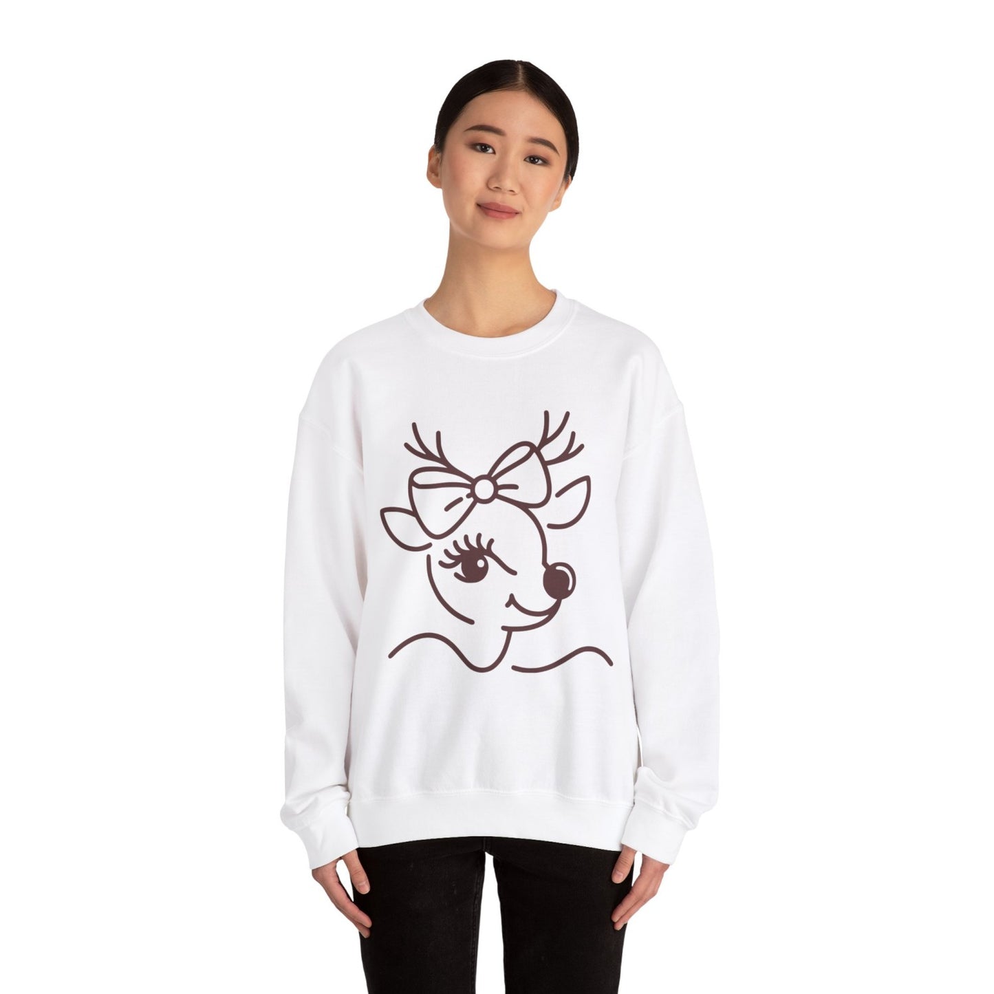 Cozy Coquette Inspired Christmas Reindeer Crewneck Sweatshirt