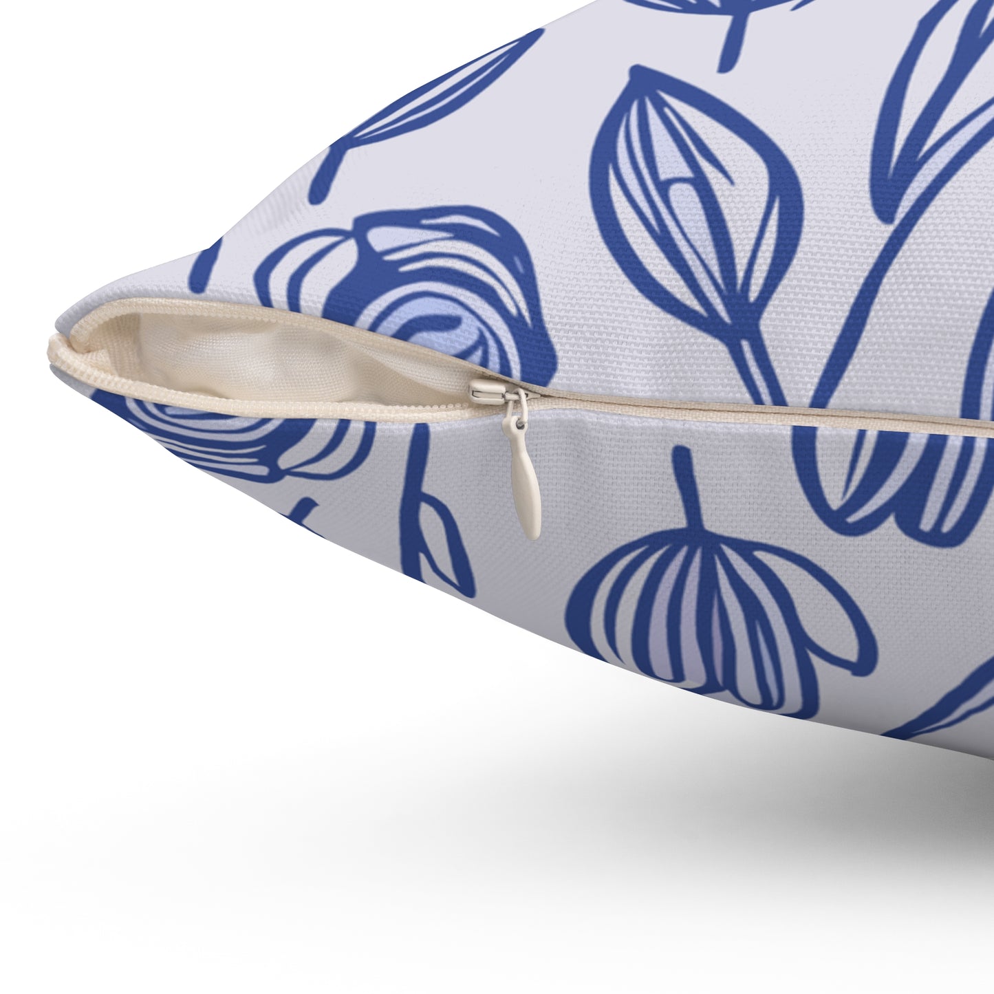 Delftware Inspired Square Pillow Featuring Inspirational Phrase