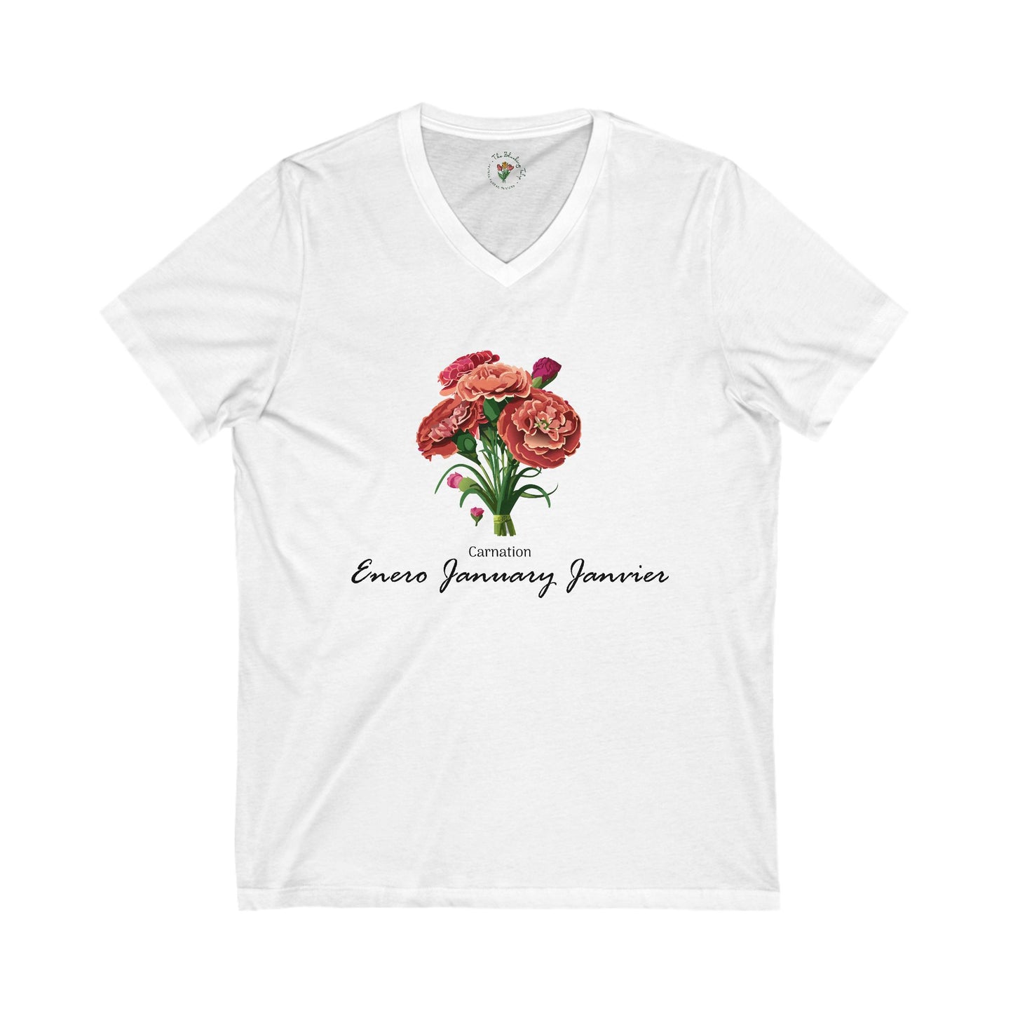 January Carnation Short Sleeve V-Neck Tee