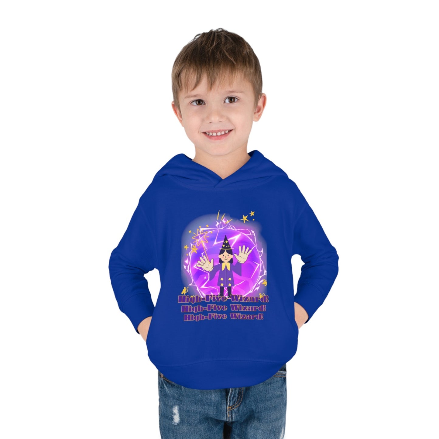 Cozy Toddler Pullover Fleece Hoodie Featuring A High-Five Wizard