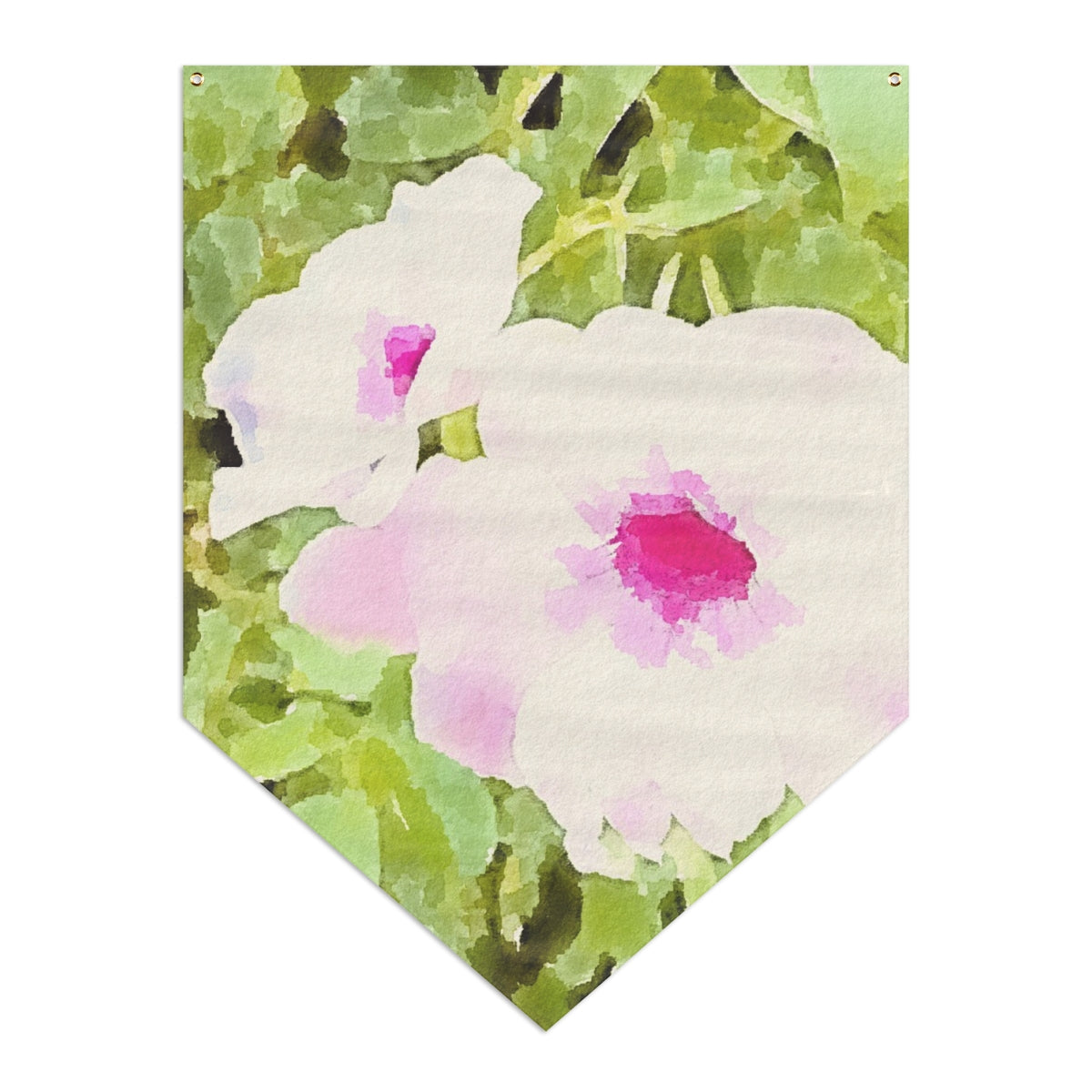 Chic Green Floral Pennant Banner in Watercolor Design