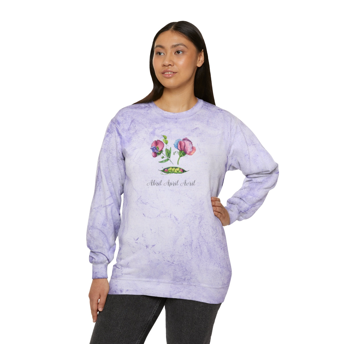 Comfy Cozy Floral Sweatshirt April Birthday Flower Sweet Peas