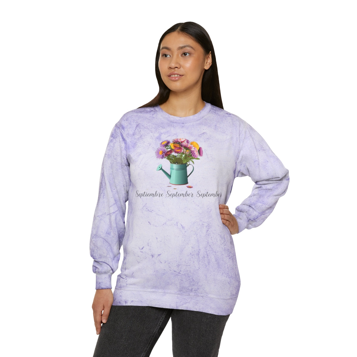 Comfy Cozy Floral Sweatshirt September Birthday Flower Aster