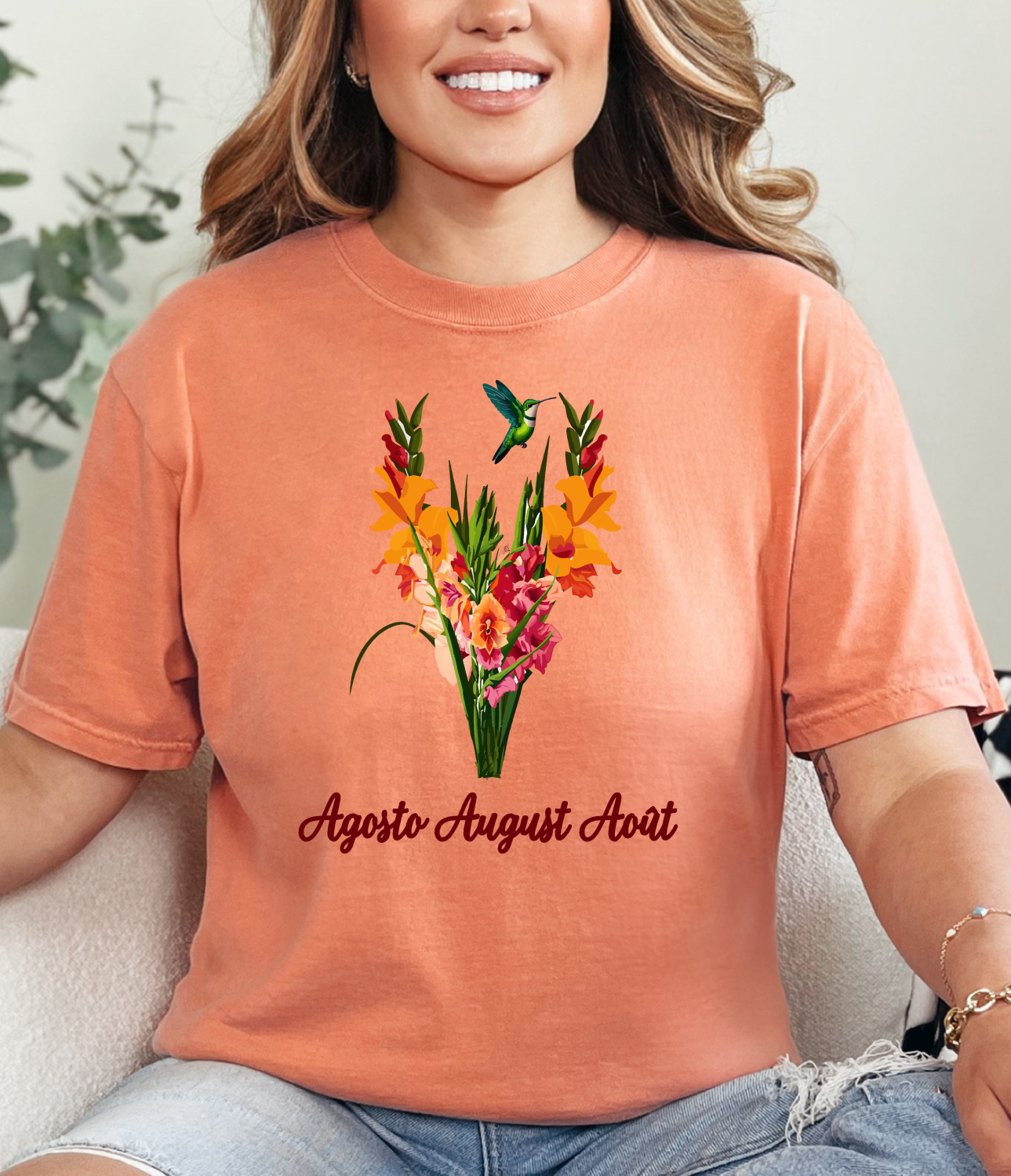 August Inspired Floral T-Shirt Featuring Gladiolus Flowers