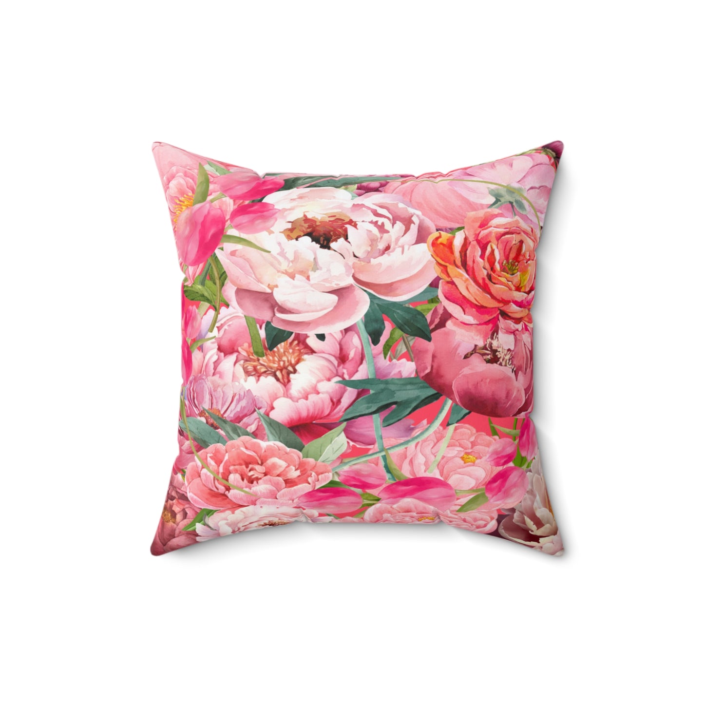 Chic Square Pillow Featuring Floral Tulips and Peonies Design