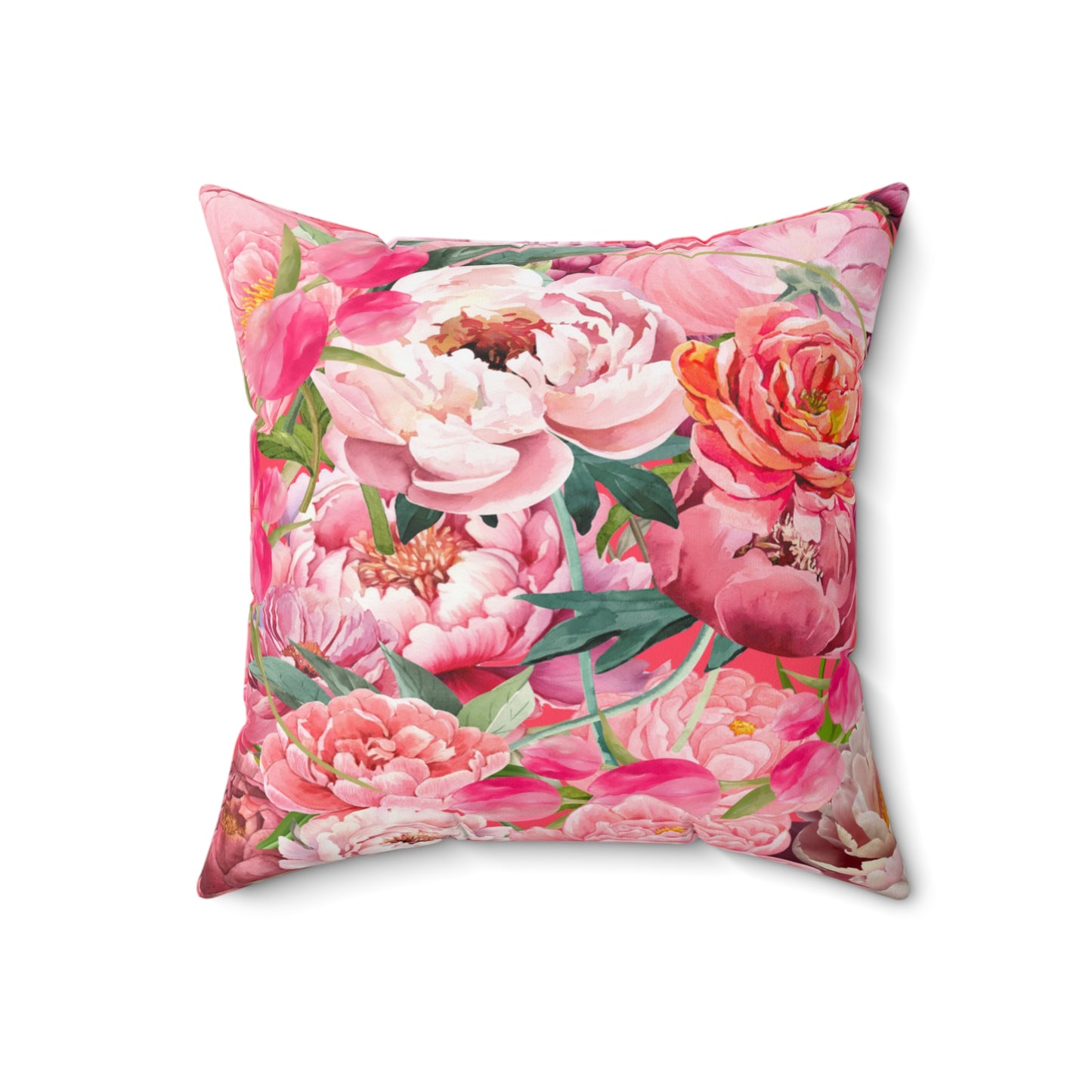 Chic Square Pillow Featuring Floral Tulips and Peonies Design