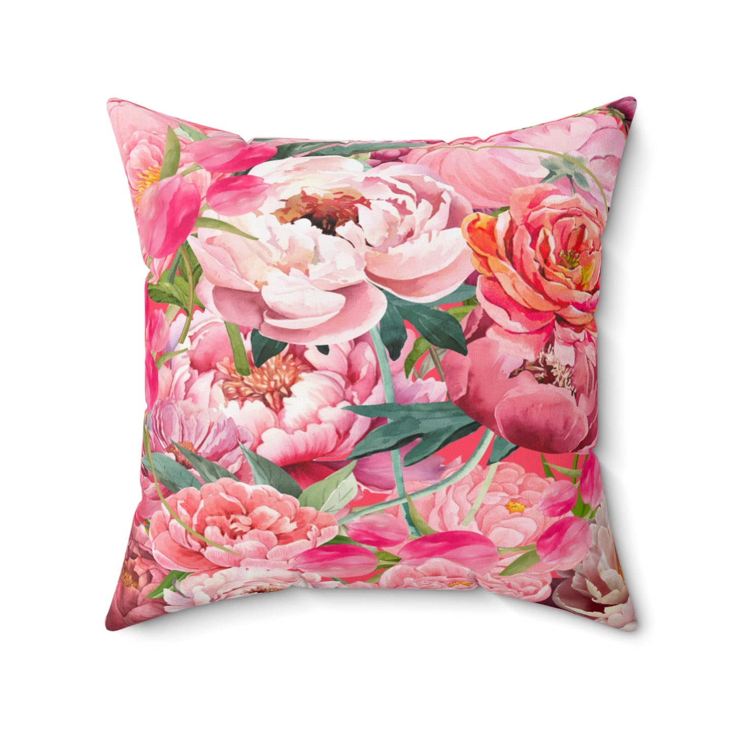 Chic Square Pillow Featuring Floral Tulips and Peonies Design
