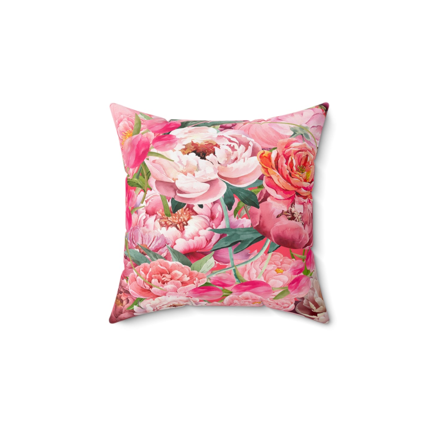 Chic Square Pillow Featuring Floral Tulips and Peonies Design