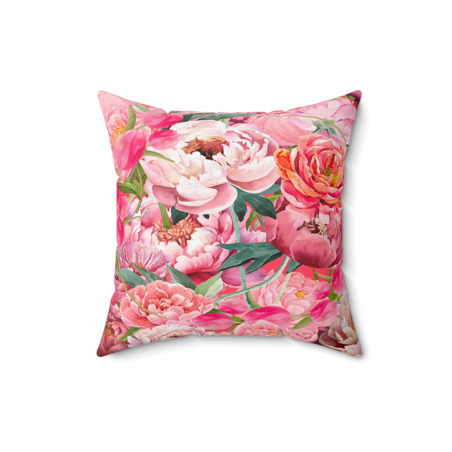 Chic Square Pillow Featuring Floral Tulips and Peonies Design