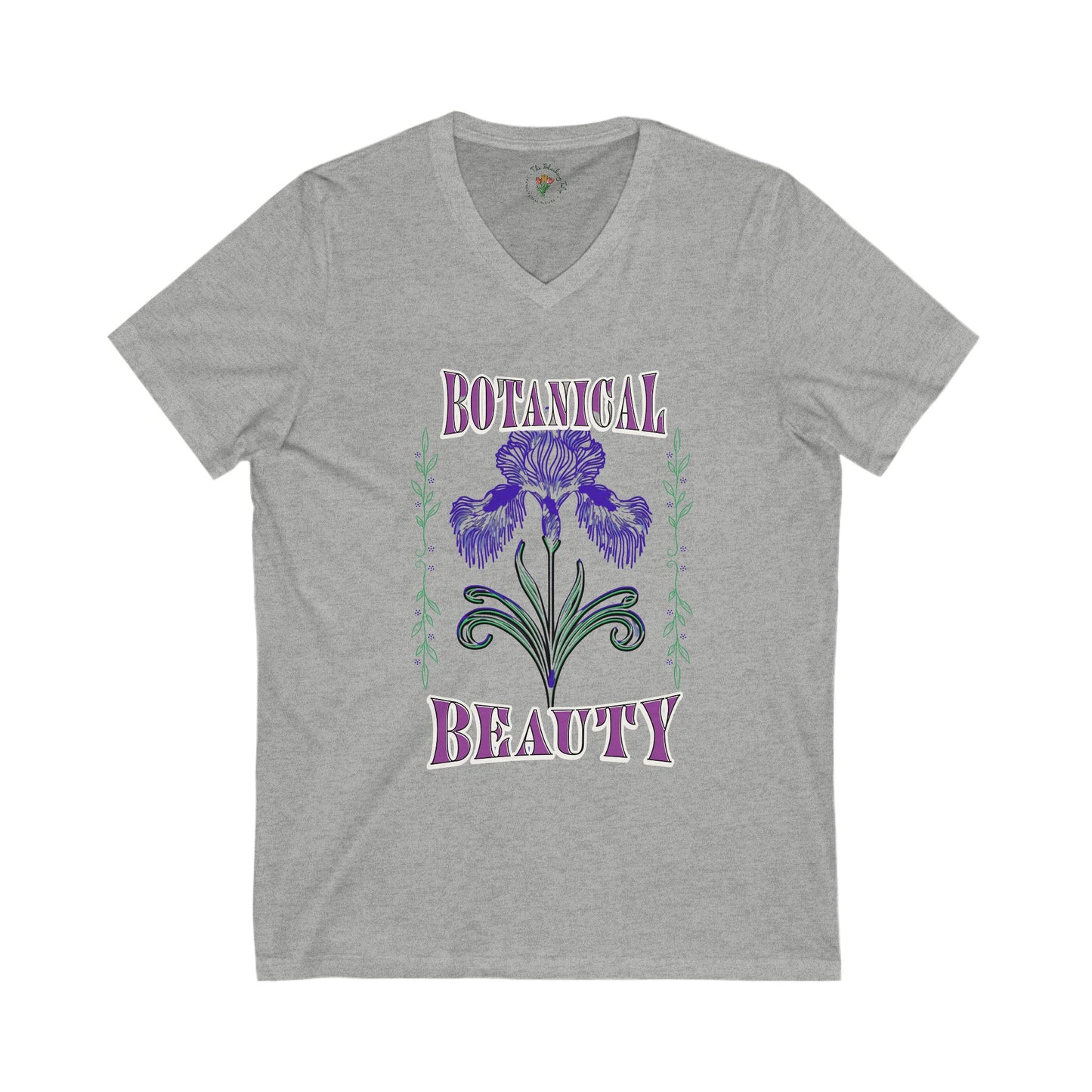 Botanical Beauty Vintage Inspired Jersey Short Sleeve V-Neck Tee