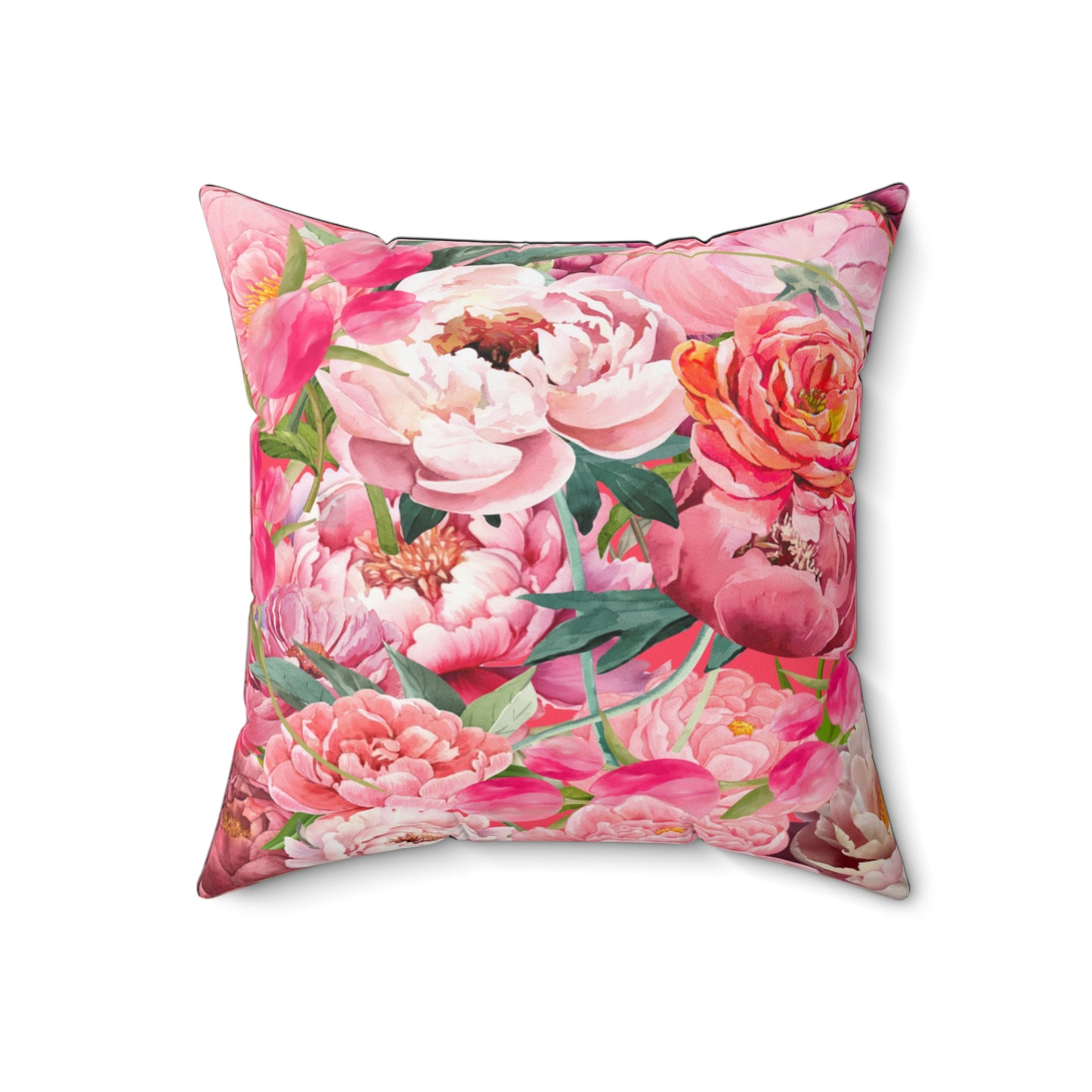 Chic Square Pillow Featuring Floral Tulips and Peonies Design