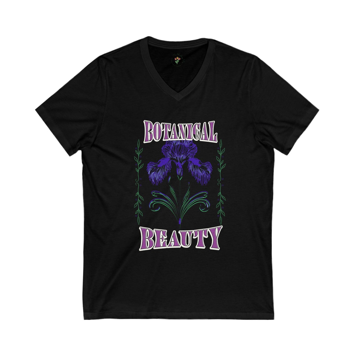 Botanical Beauty Vintage Inspired Jersey Short Sleeve V-Neck Tee