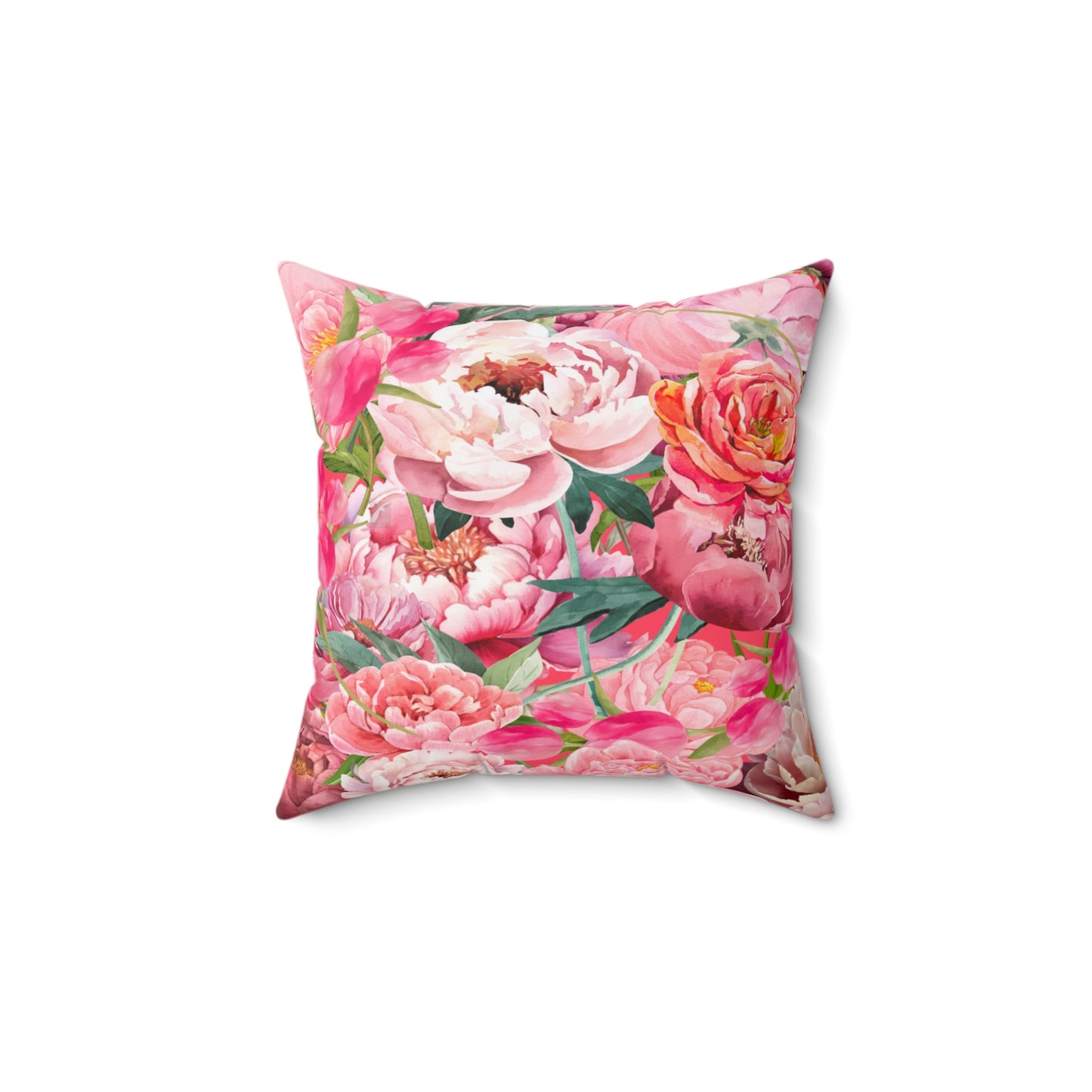Chic Square Pillow Featuring Floral Tulips and Peonies Design