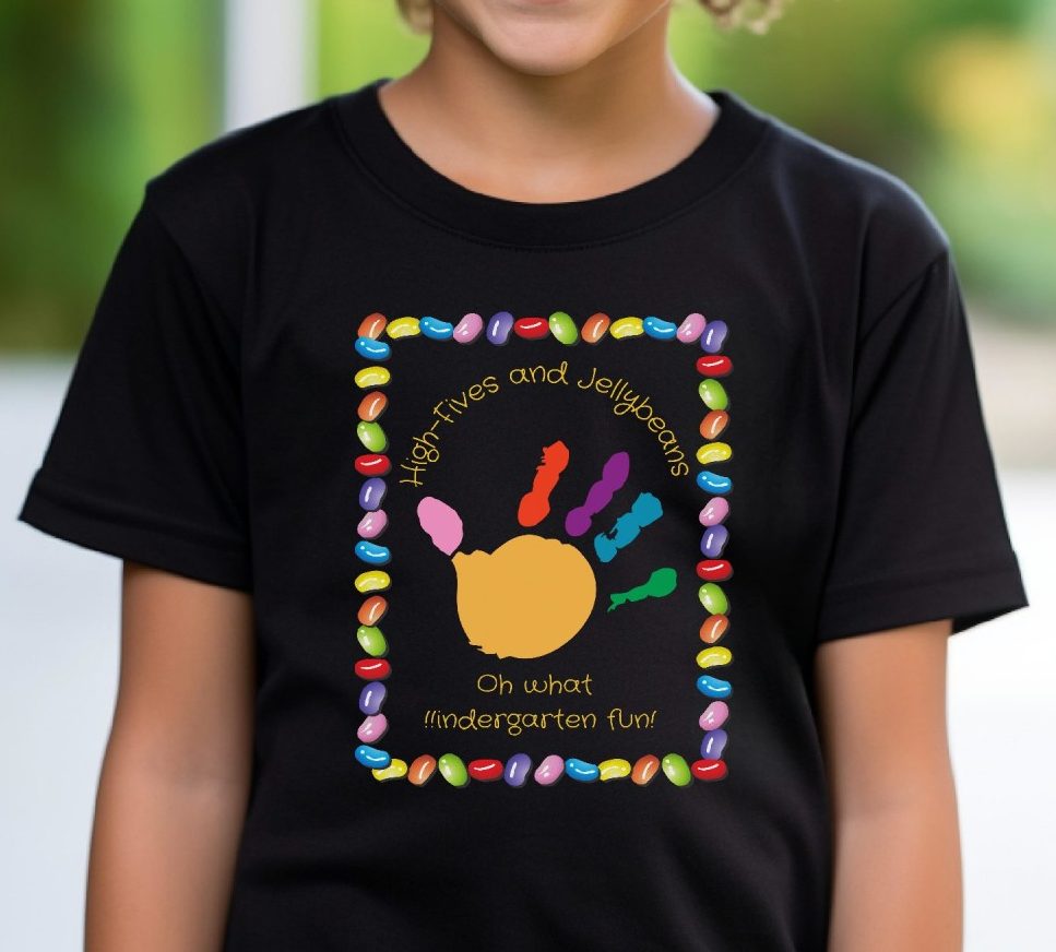 Back to School Kindergarten Tee with High-Five Signage