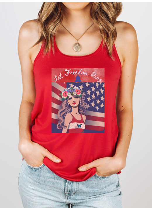 Feminine Racerback Tank with Vintage Patriotic Logo