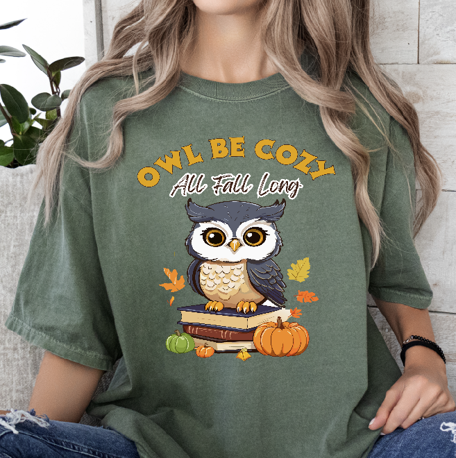 Comfy Fall Tee Featuring Adorable Owl