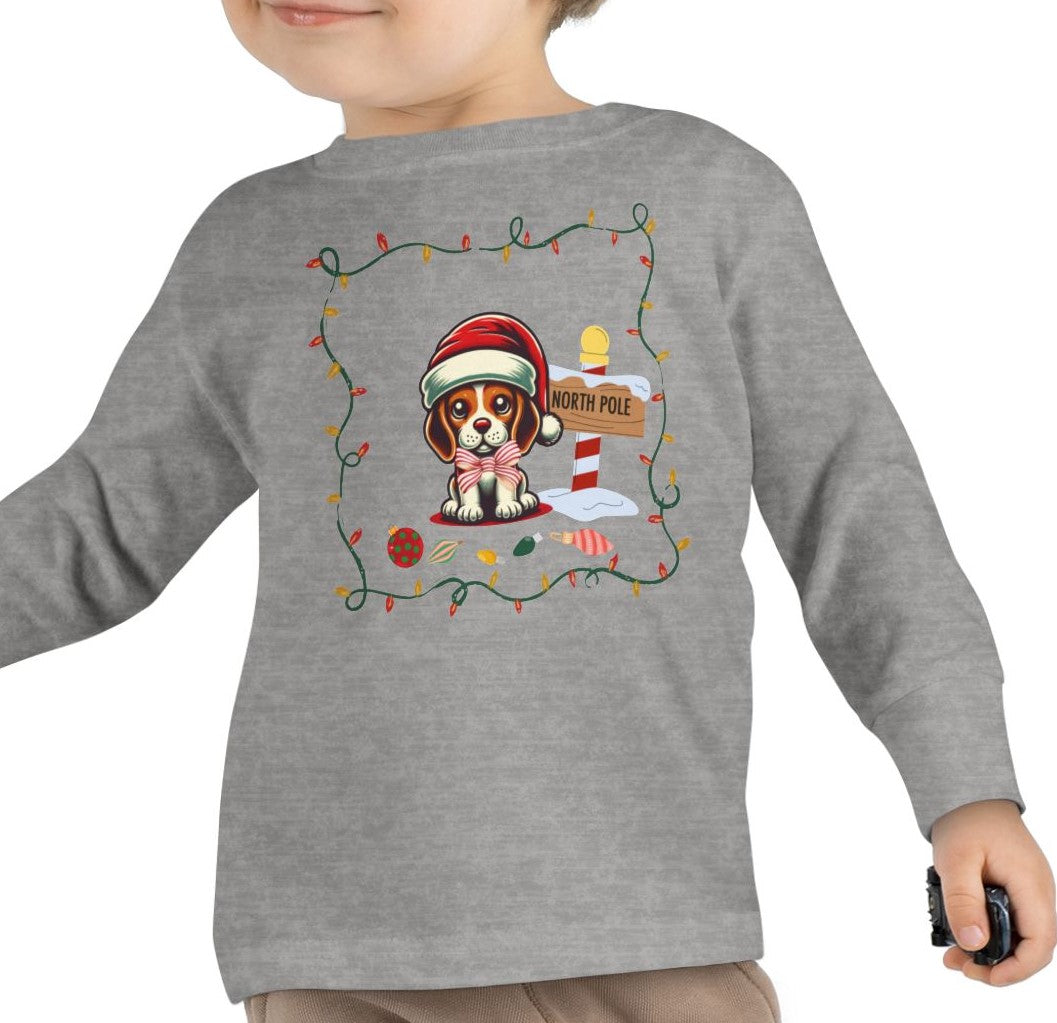 Toddler North Pole Beagle Long Sleeve Tee