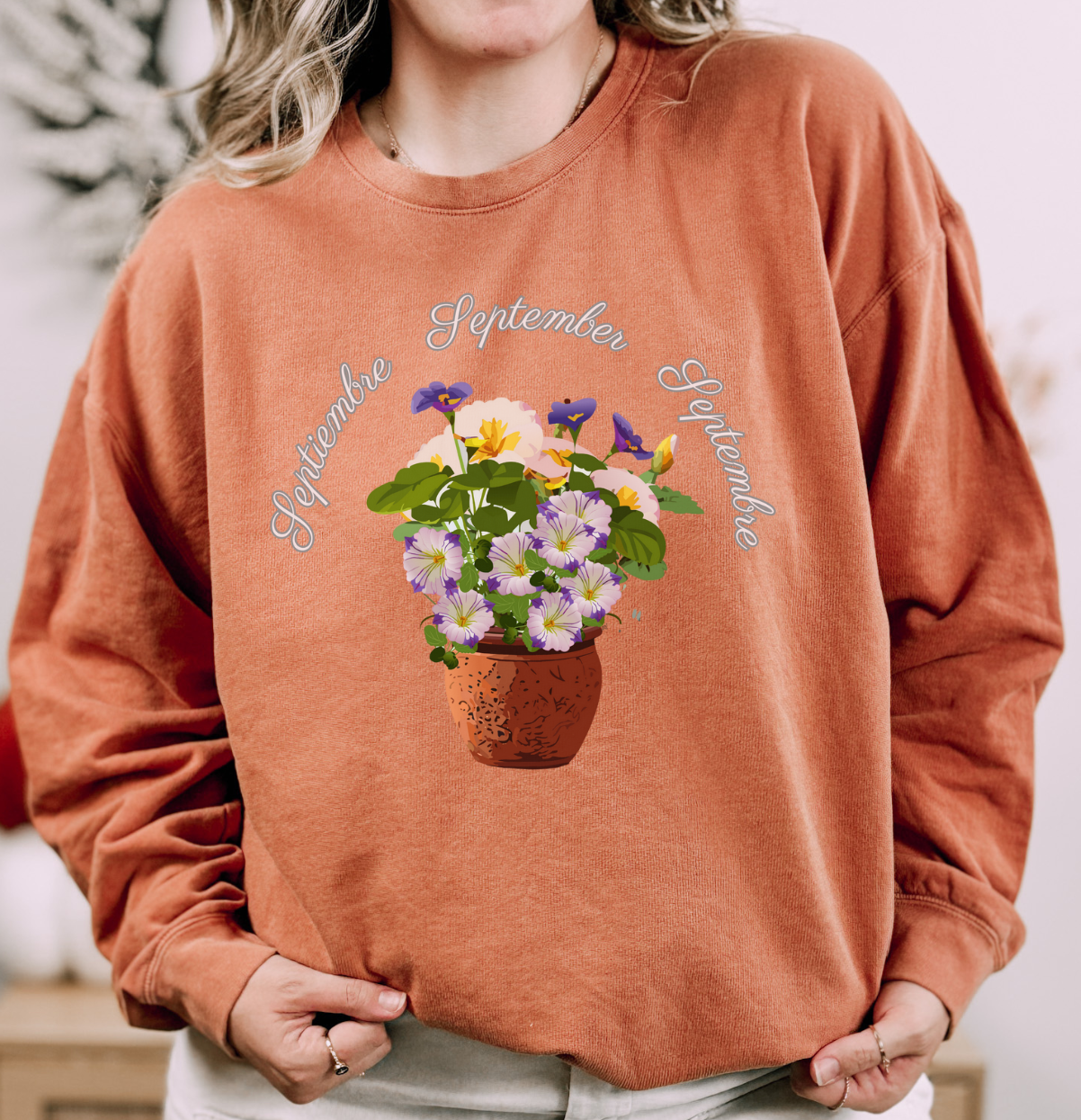 September Inspired Floral Sweatshirt Featuring Morning Glories